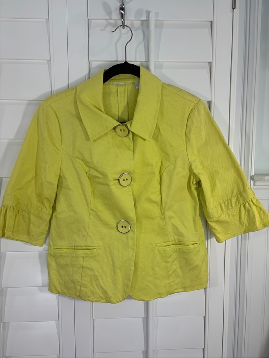 Chico's Jackets & Blazers - Chico's Lime Yellow 3/4 Sleeve Button Jacket (0)